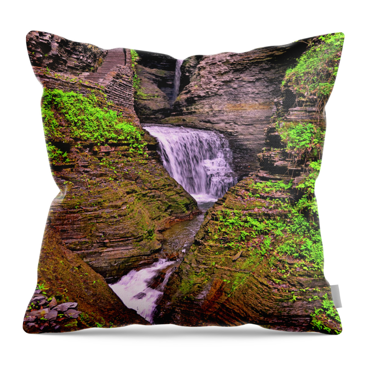 Waterfall Throw Pillow featuring the photograph Watkins Glen State Park 008 by George Bostian