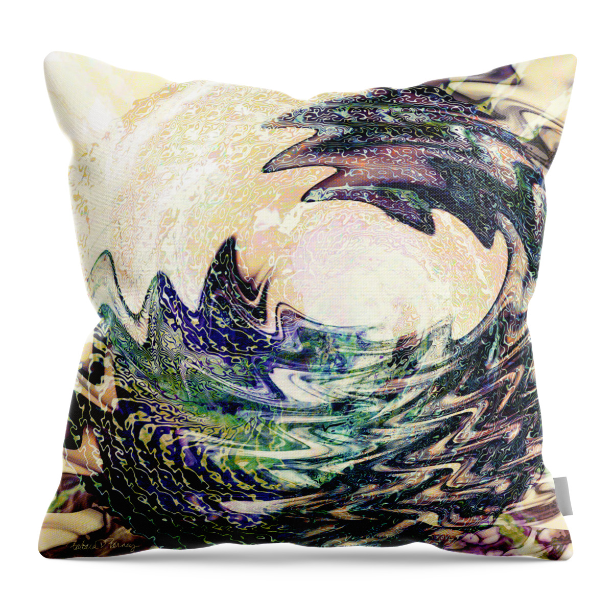 Ocean Throw Pillow featuring the digital art Wave by Barbara Berney