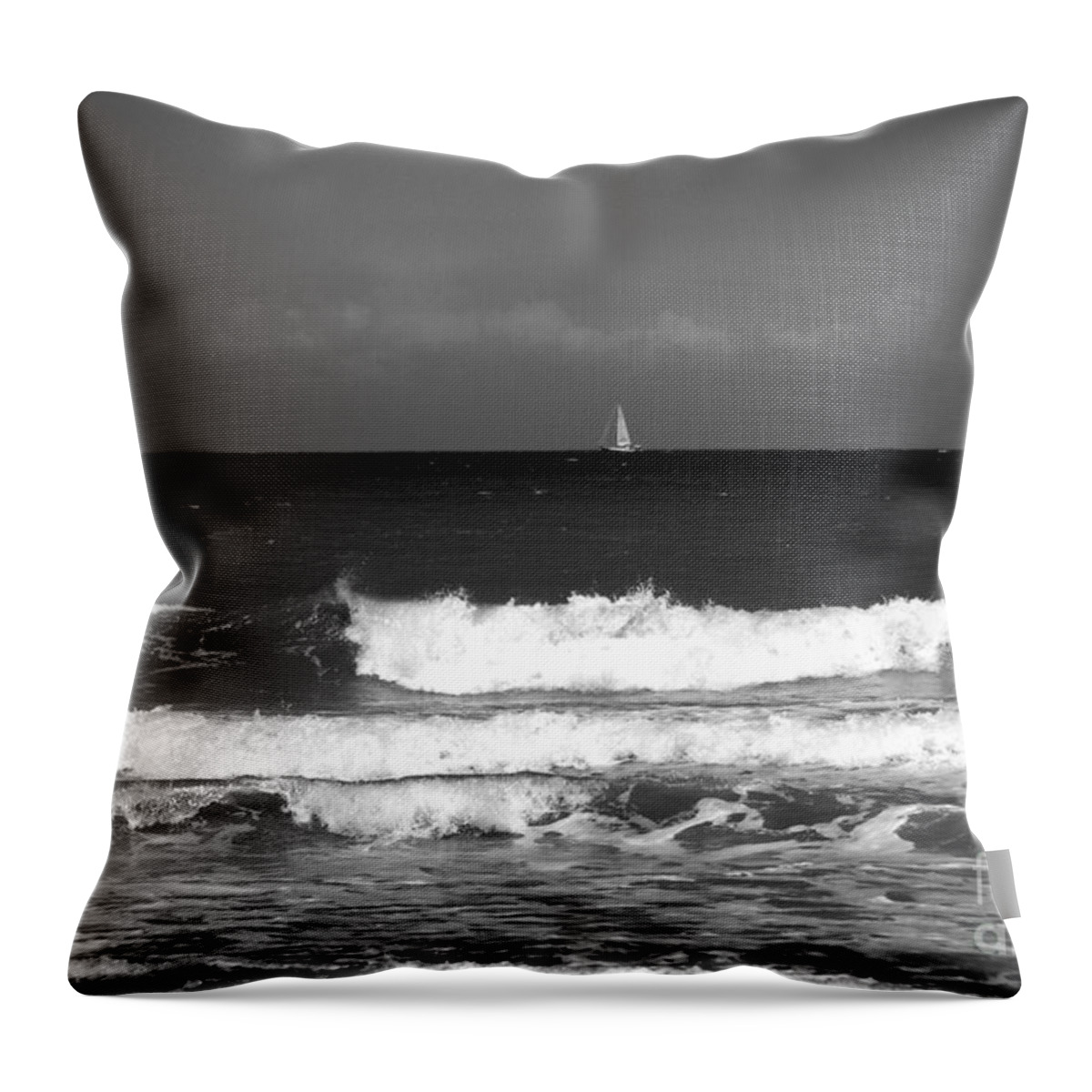 Waves Throw Pillow featuring the photograph Waves 4 in BW by Susanne Van Hulst