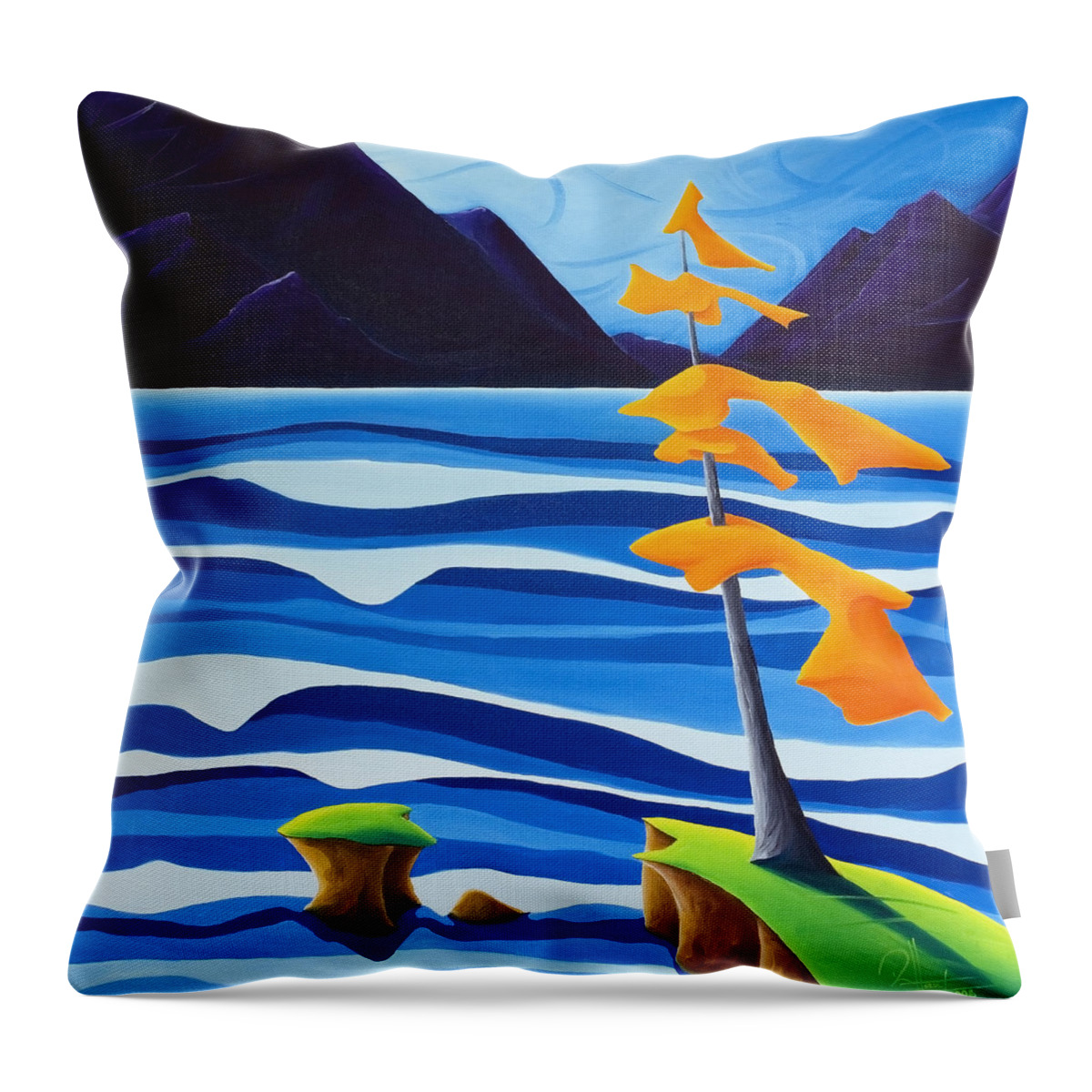 Landscape Throw Pillow featuring the painting Waves Of Emotion by Richard Hoedl