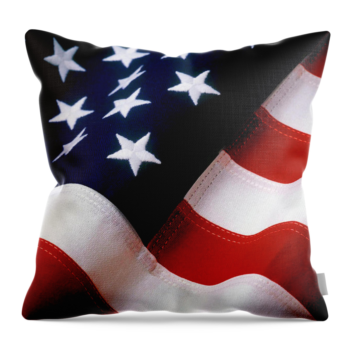 Flag Throw Pillow featuring the photograph Waving American Flag by Stamp City