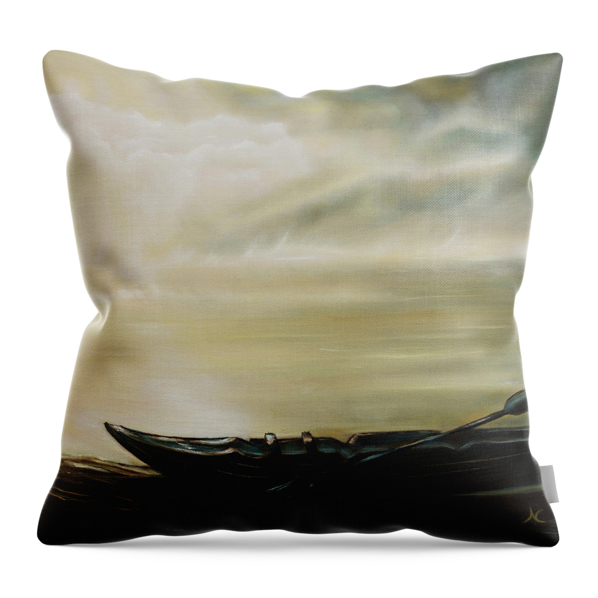 Water Throw Pillow featuring the painting Wayfarer's Sojourn by Neslihan Ergul Colley