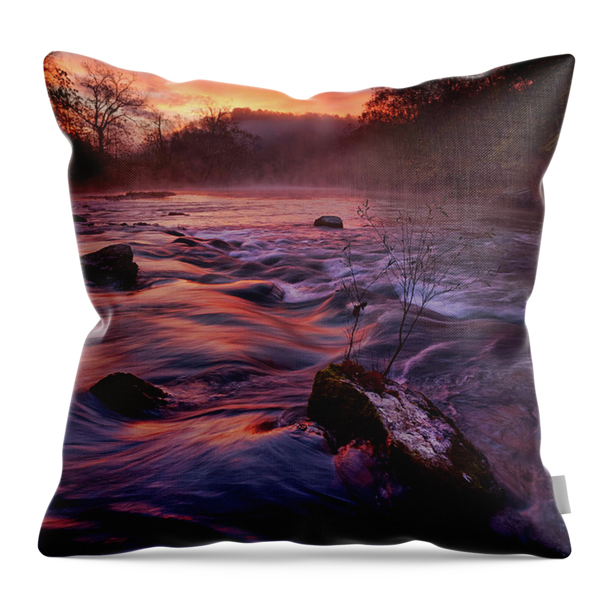 Rapids Throw Pillow featuring the photograph Waynesville Rockfall by Robert Charity