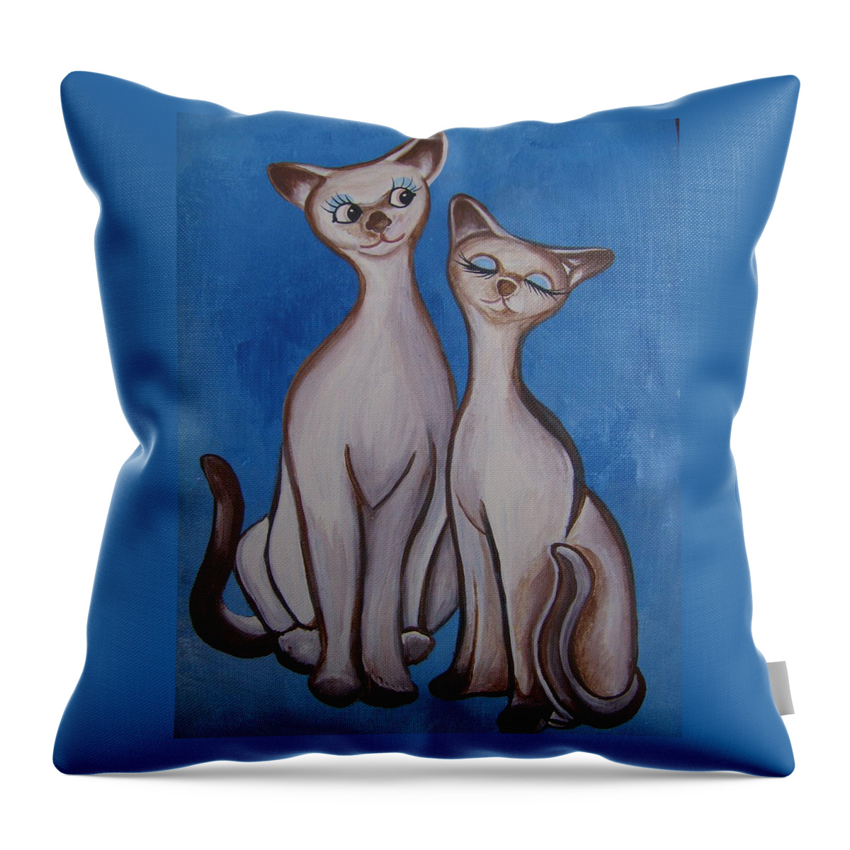 Siamese Cats Throw Pillow featuring the painting We Are Siamese by Leslie Manley