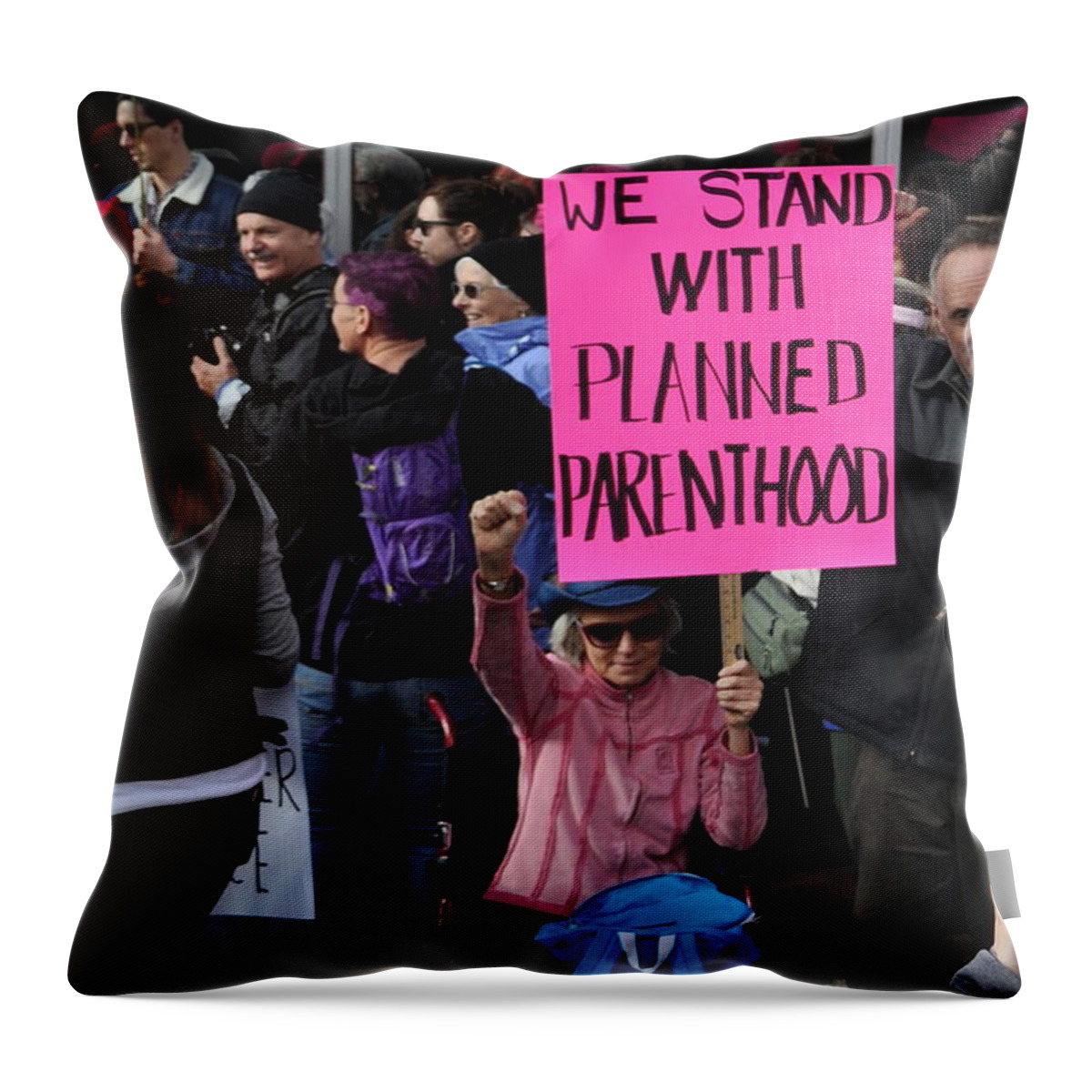 Planned Parenthood Throw Pillow featuring the photograph We Stand by Anjanette Douglas