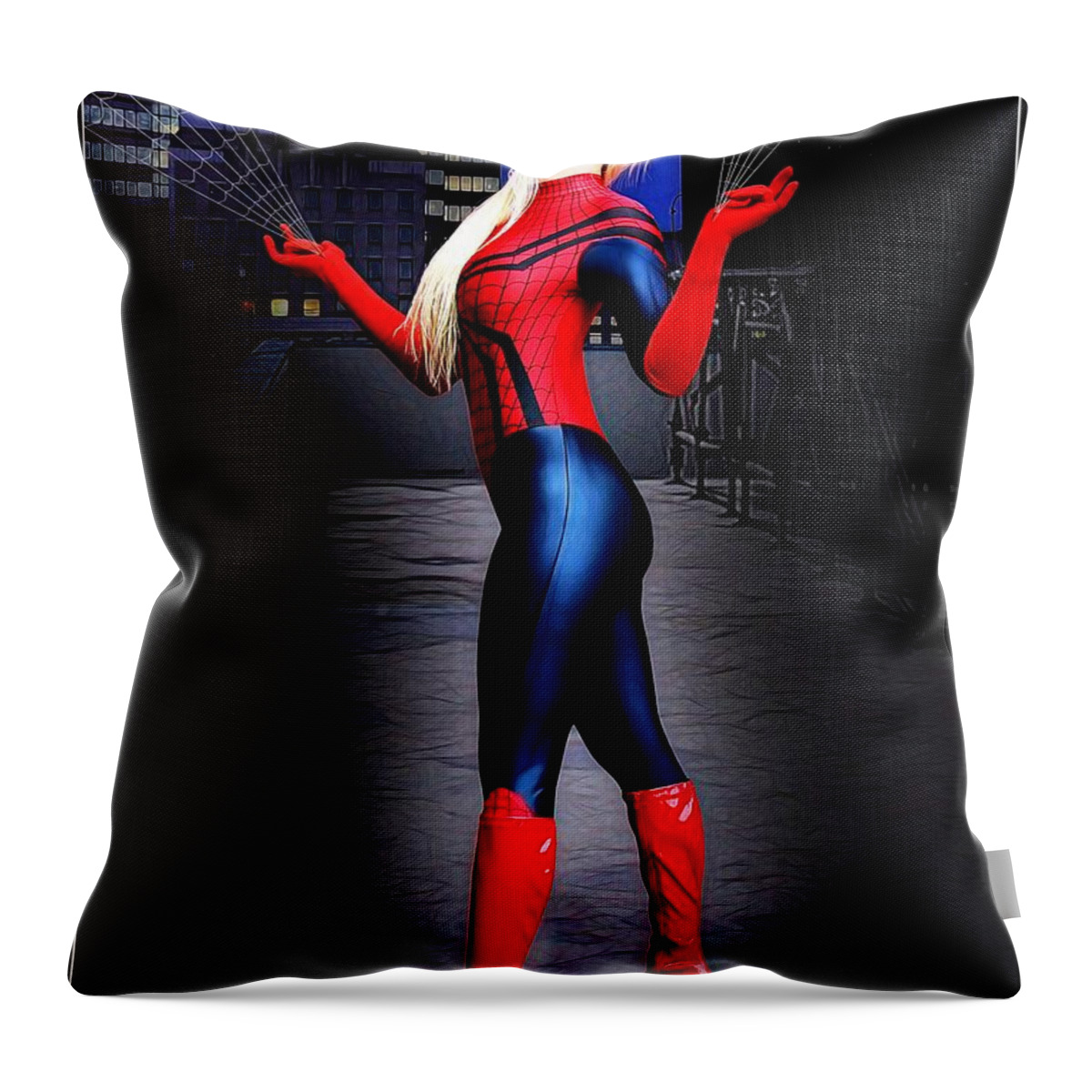 Fantasy Throw Pillow featuring the painting Web Of The Crimson Spider by Jon Volden