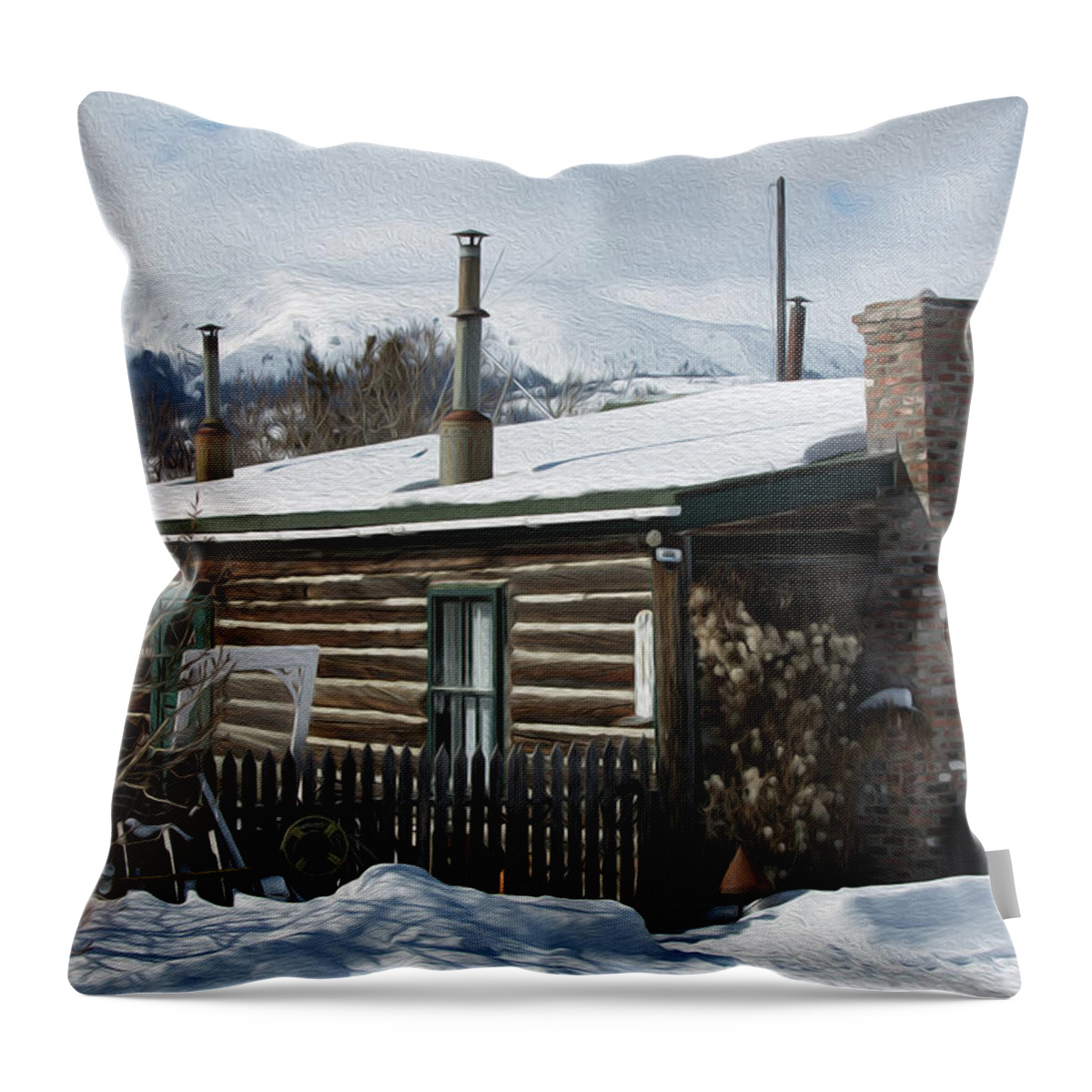 Yukon Throw Pillow featuring the digital art Welcome Home - Digital Oil by Birdly Canada