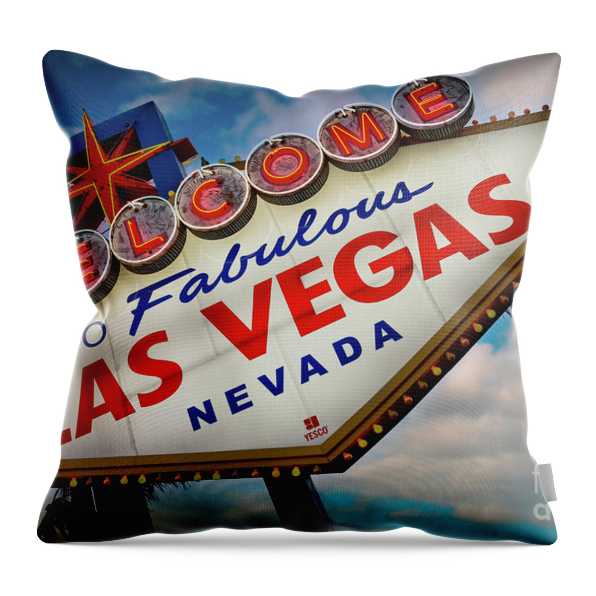 Las Vegas Throw Pillow featuring the photograph Welcome to Fabulous Las Vegas by Doug Sturgess