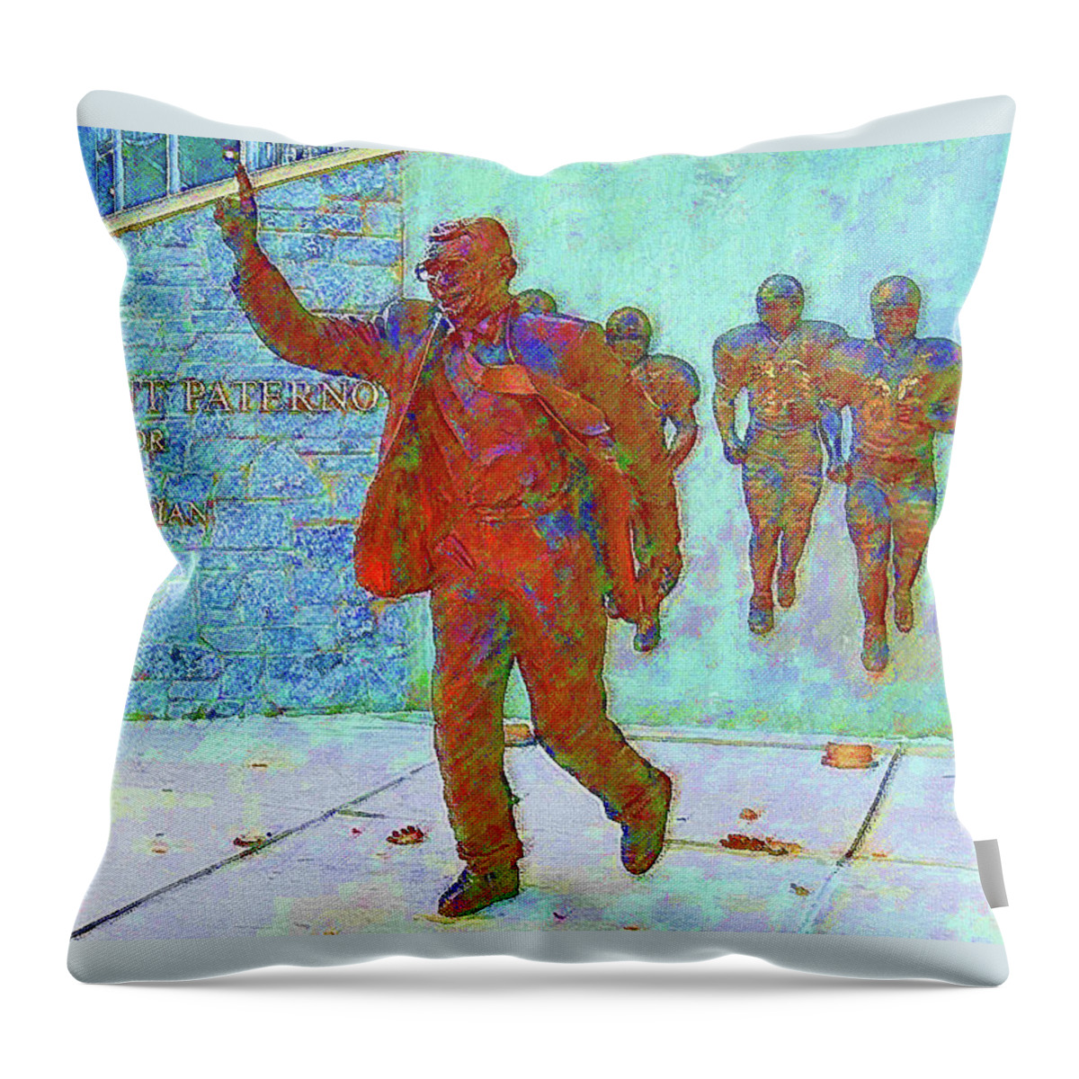 Coach Joe Paterno Throw Pillow featuring the mixed media We're #1 Penn State by DJ Fessenden