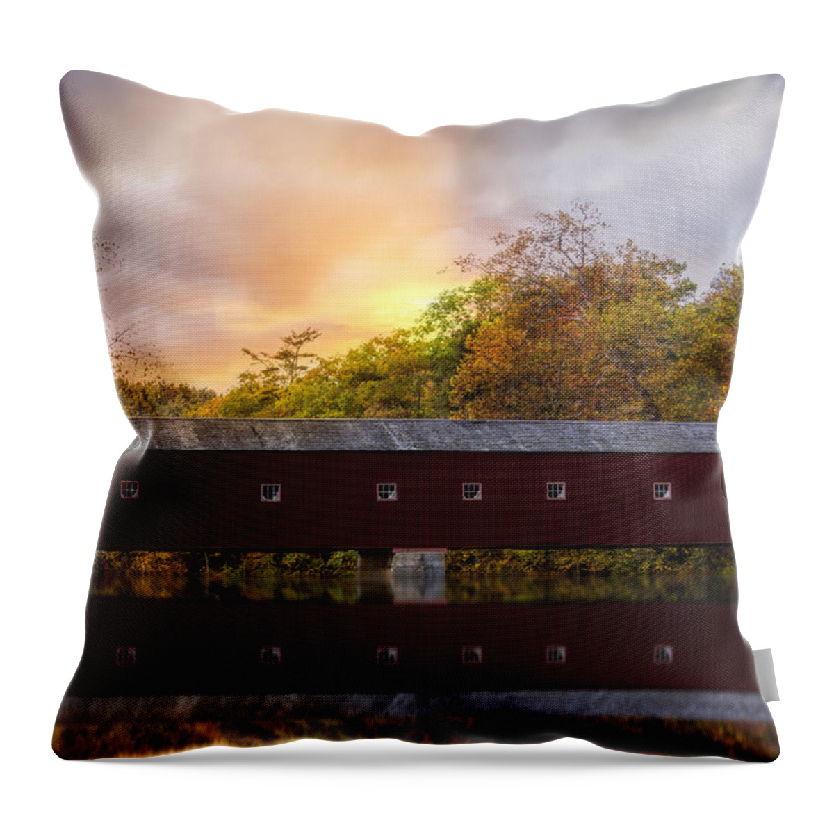 Cornwall Throw Pillow featuring the photograph West Cornwall Covered Bridge by Susan Candelario