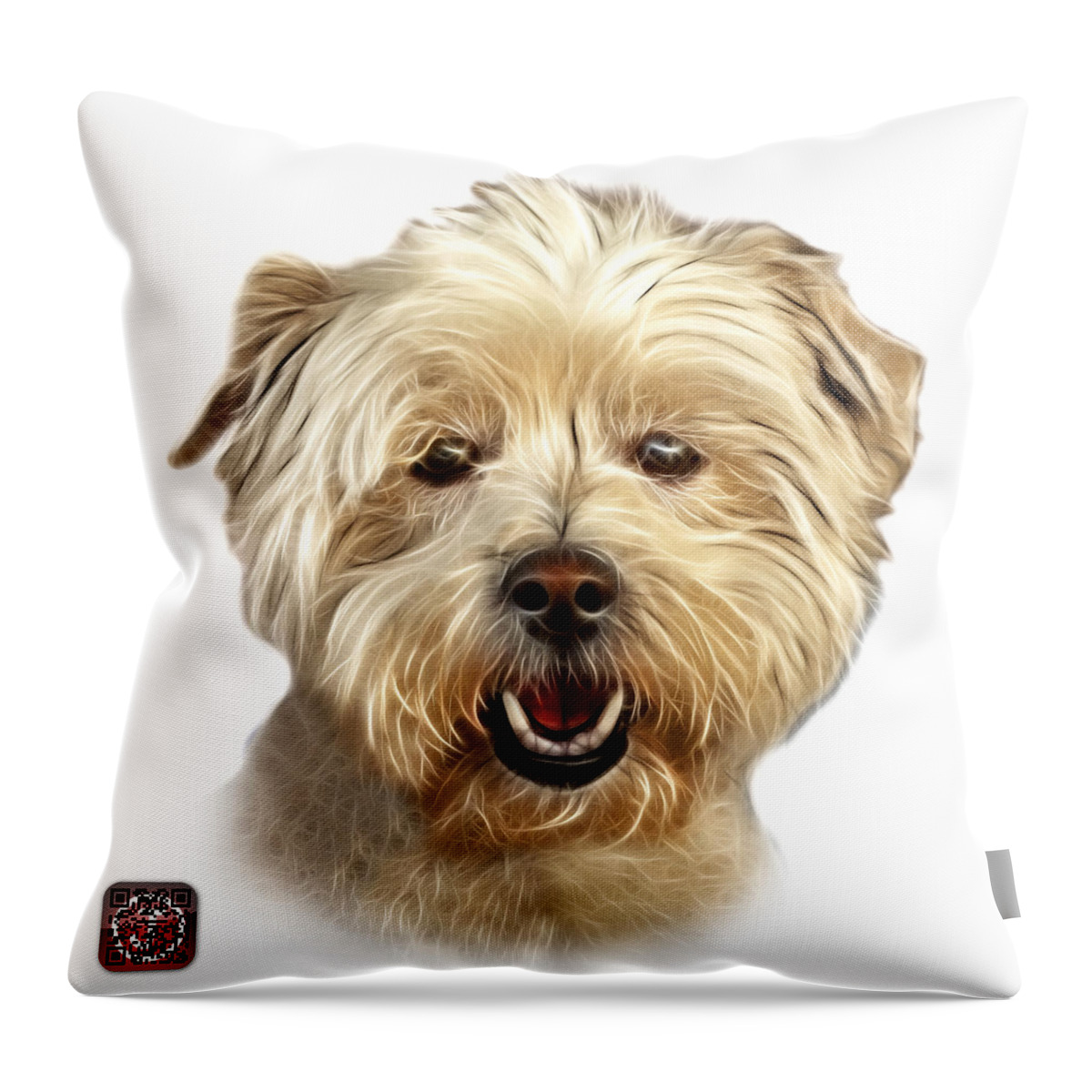 Westie Dog Throw Pillow featuring the mixed media West Highland Terrier Mix - 8674 - WB by James Ahn
