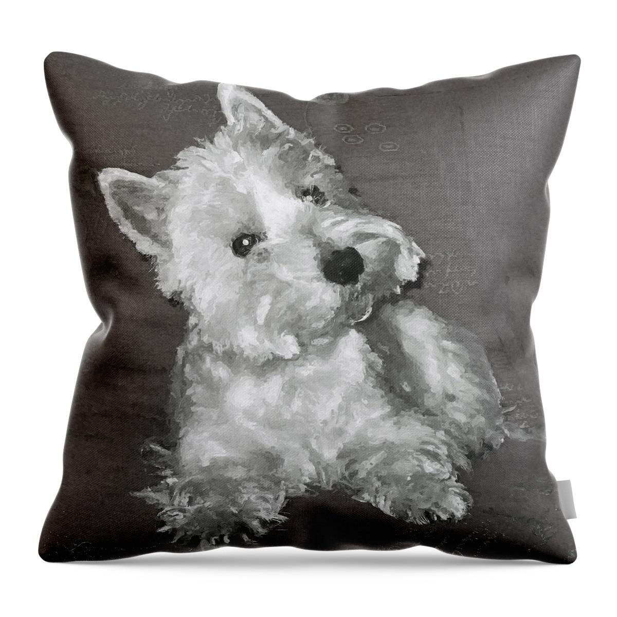 Westie Throw Pillow featuring the digital art West Highland White Terrier by Charmaine Zoe
