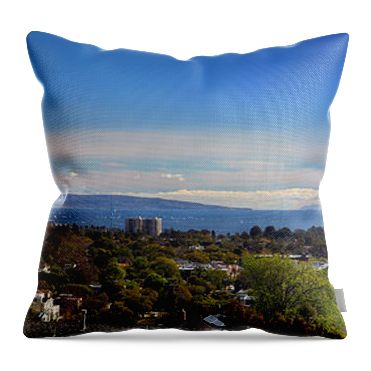 Pacific Palisades Throw Pillow featuring the photograph West LA and Catalina Island from Pacific Palisades by Wernher Krutein