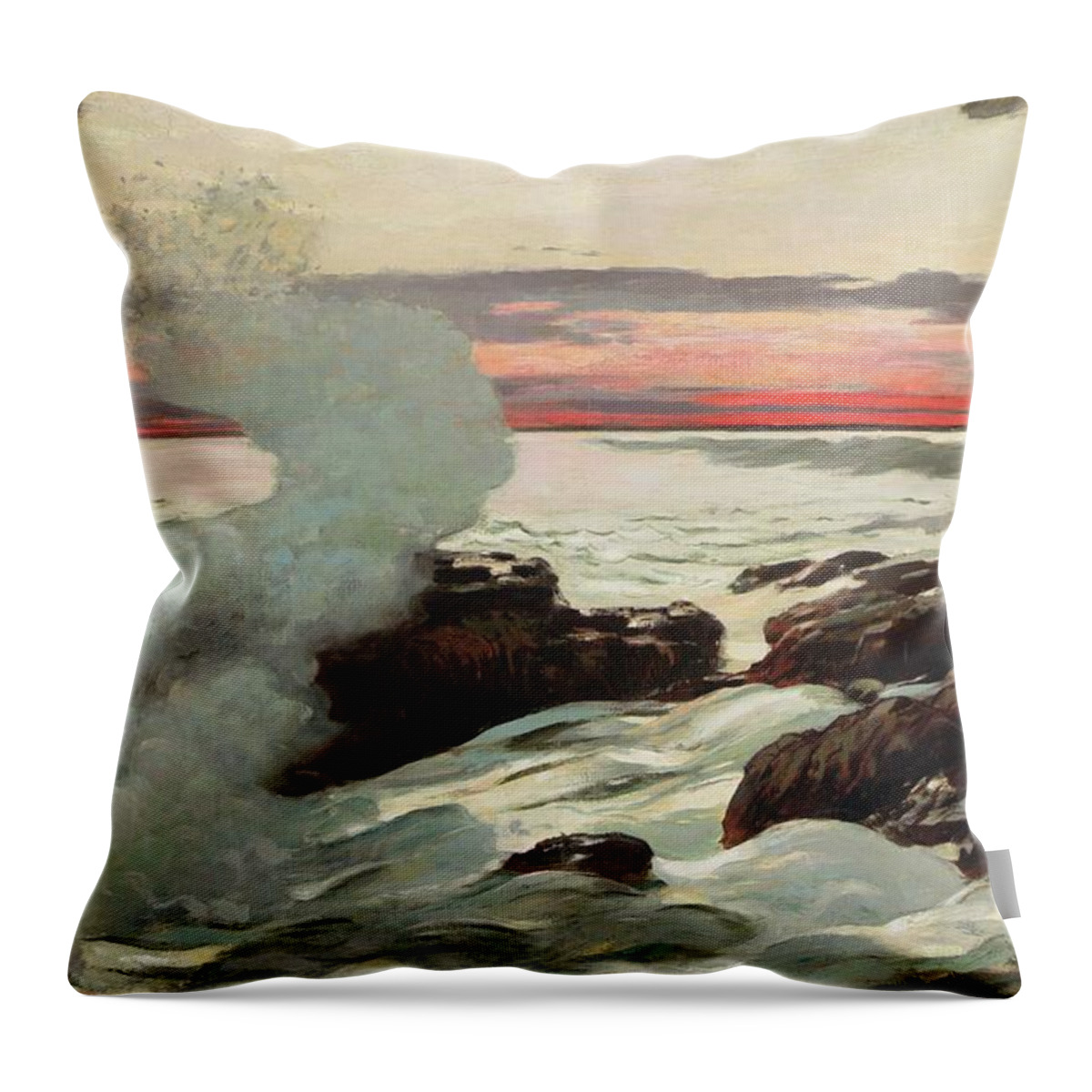 West Point Throw Pillow featuring the painting West Point Prouts Neck by Winslow Homer