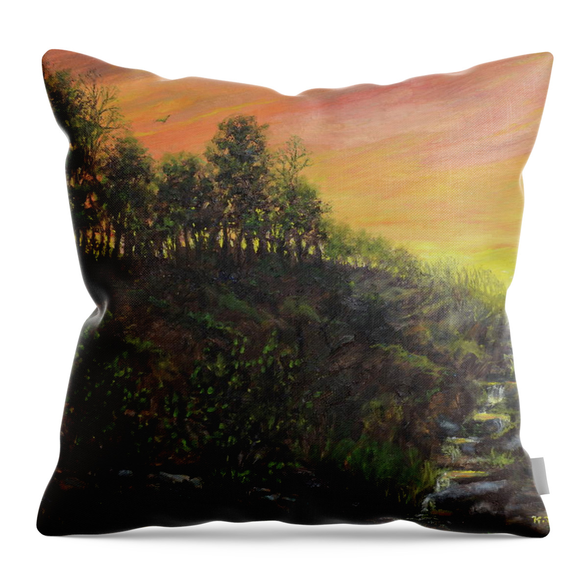 Sunset Throw Pillow featuring the painting West Ridge Sundown by Kathleen McDermott