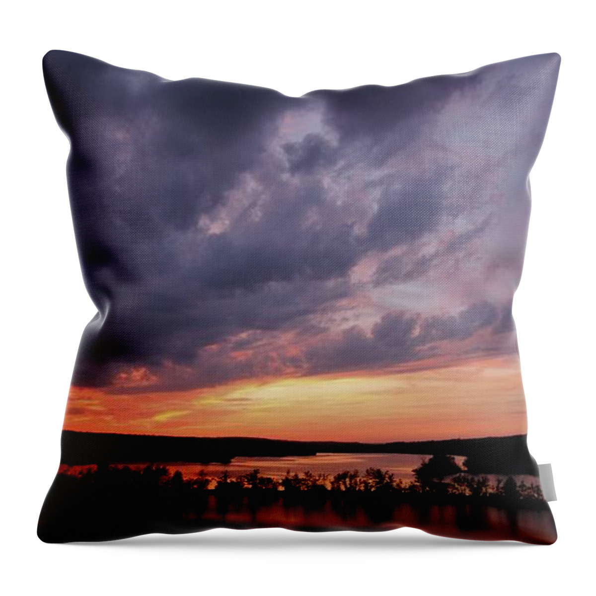 Sunset Throw Pillow featuring the photograph West Thompson Lake Spring Sunset by Neal Eslinger