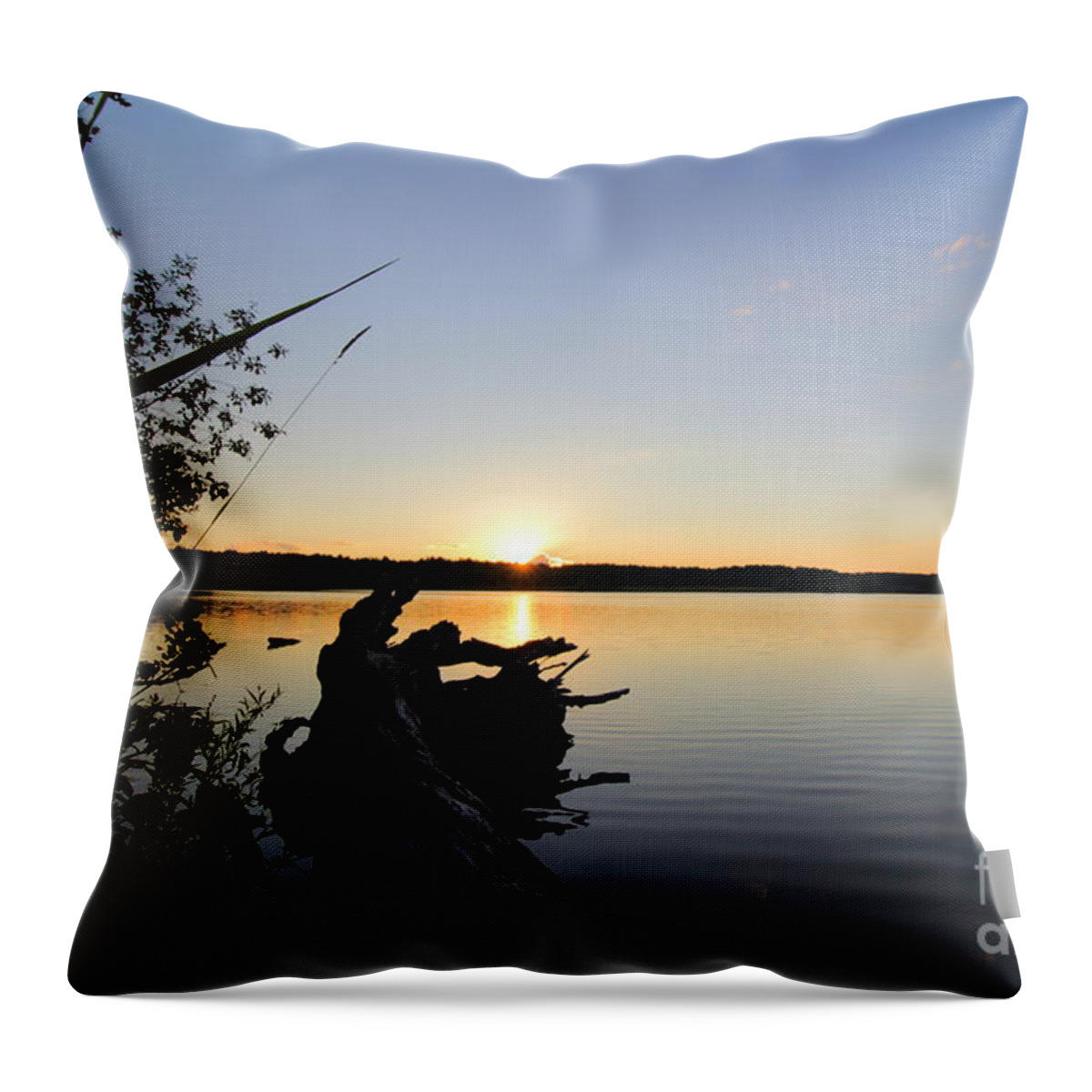 Sunset Throw Pillow featuring the photograph West Thompson Lake Summer Sunset by Neal Eslinger