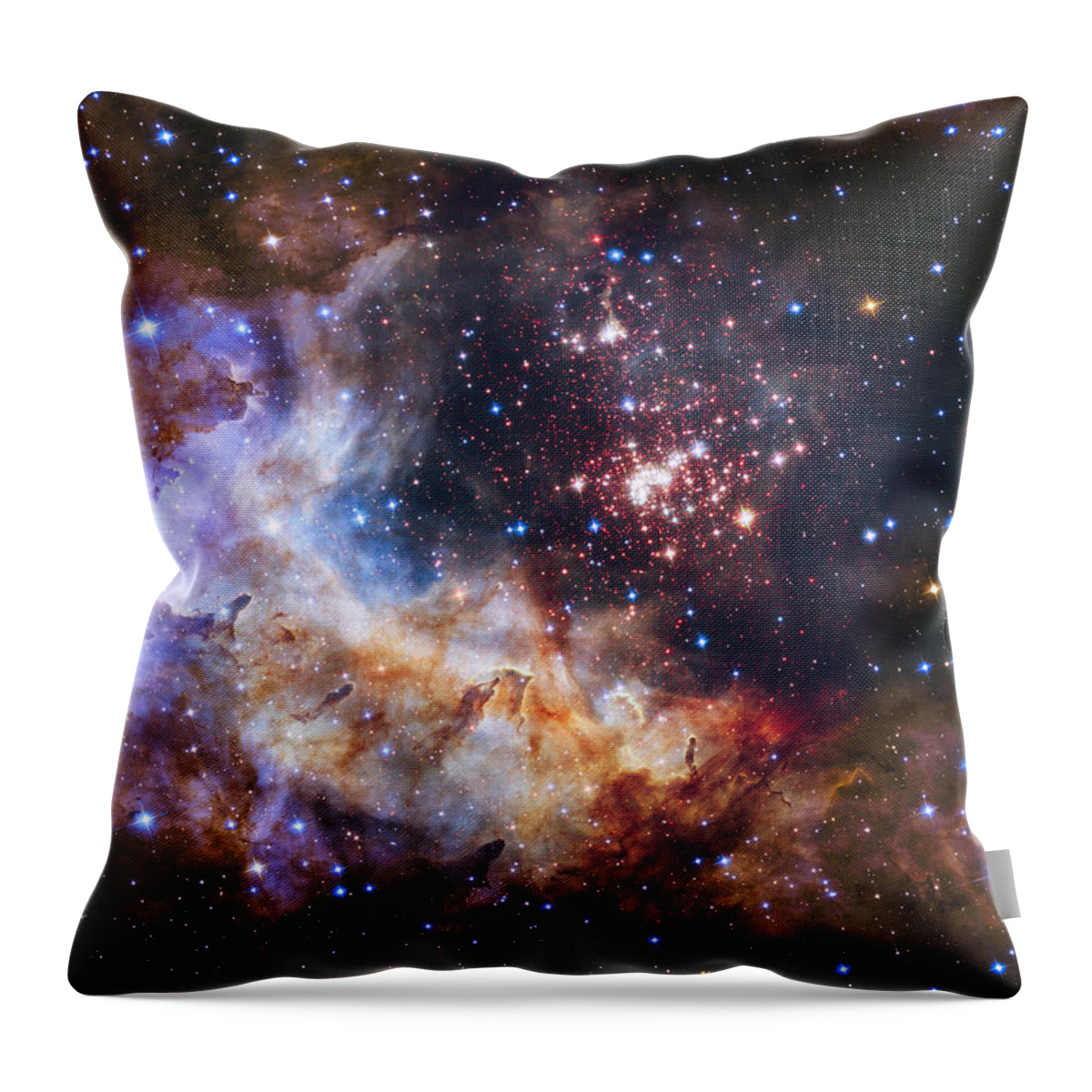 3scape Throw Pillow featuring the photograph Westerlund 2 - Hubble 25th Anniversary Image by Adam Romanowicz