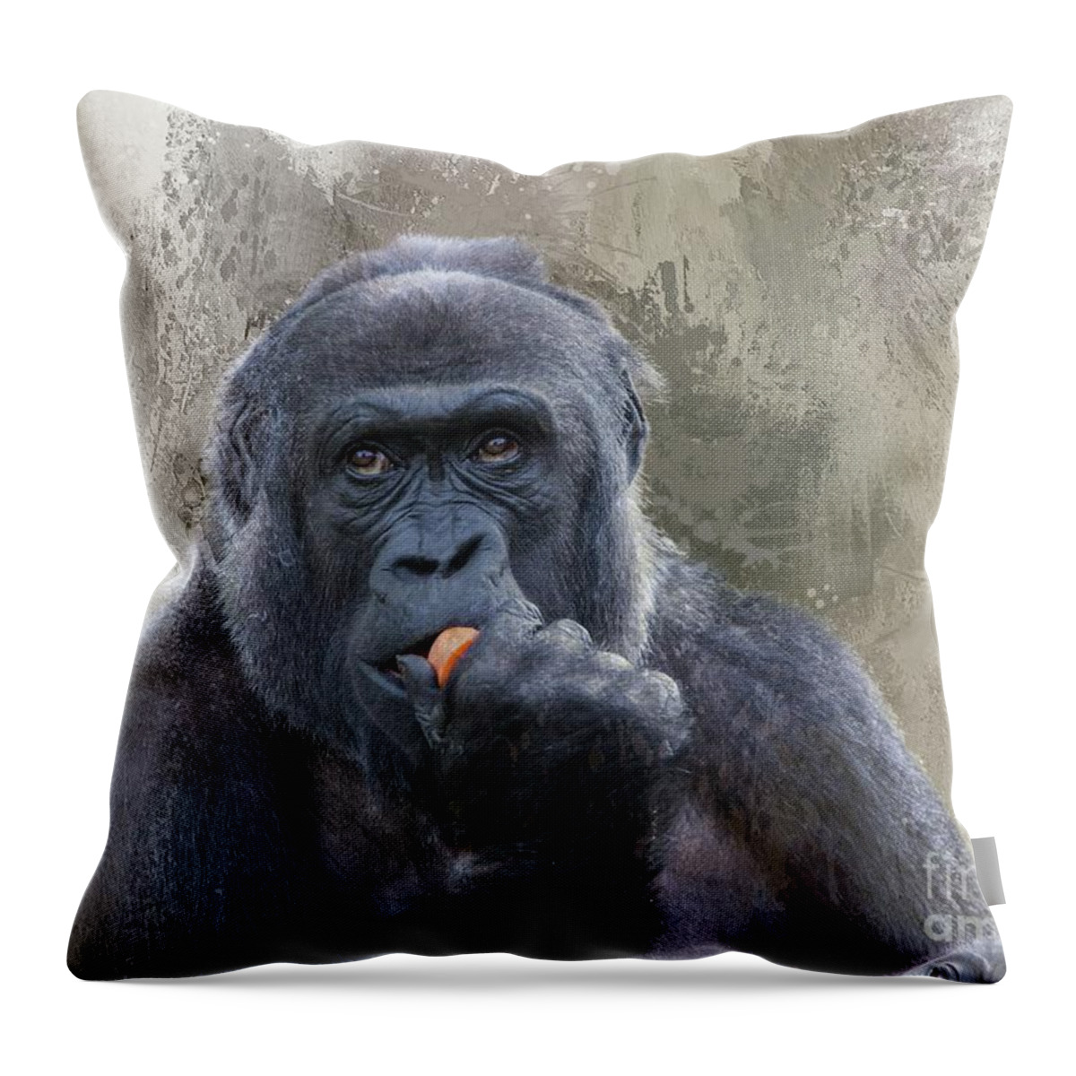 Western Lowland Gorilla Throw Pillow featuring the photograph Western Lowland Gorilla by Eva Lechner
