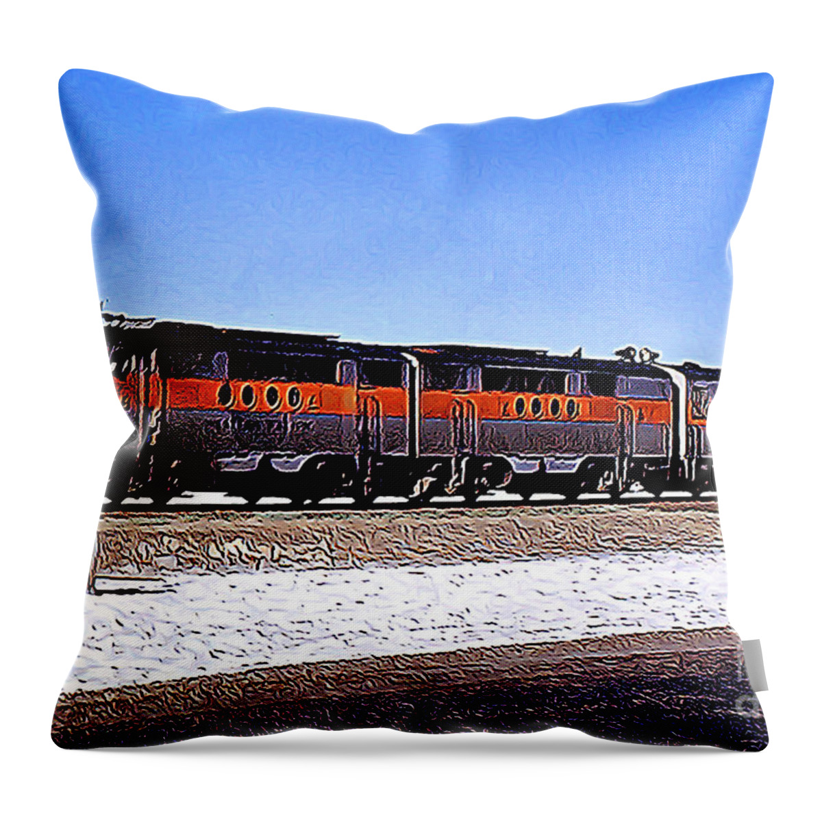 Diesel Locomotive Throw Pillow featuring the photograph Western Pacific Diesel Locomotive Trainset by Wernher Krutein