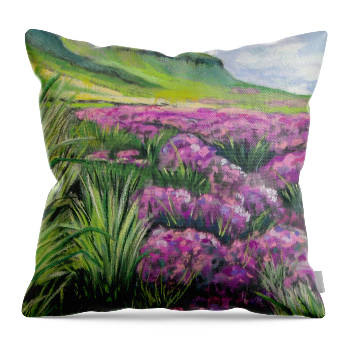 Flowers Throw Pillow featuring the pastel Western Spring Flowers by Donna Chambers