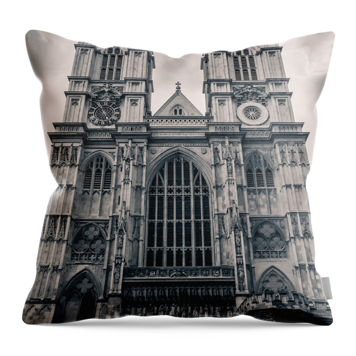 Abbey Throw Pillow featuring the photograph Westminister Abbey BW by Jacek Wojnarowski