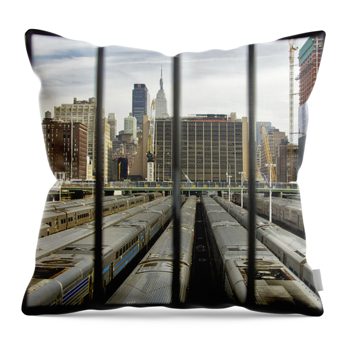 Trains Throw Pillow featuring the photograph Westside Prison Blues by Scott Evers
