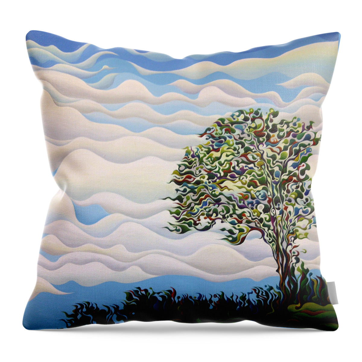 West Throw Pillow featuring the painting Westward Yearning Tree by Amy Ferrari