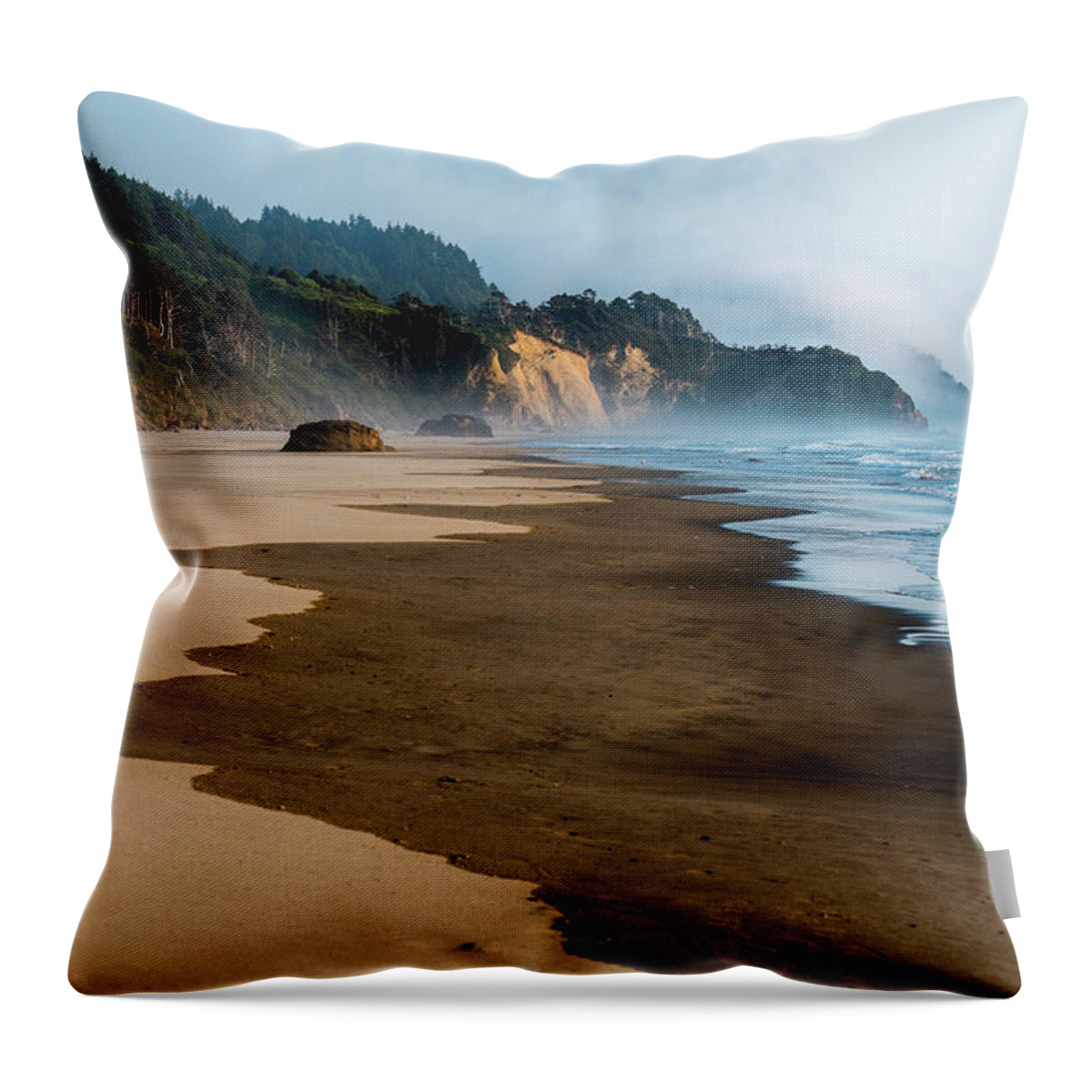 Arcadia Beach Throw Pillow featuring the photograph Wet Sand by Robert Potts