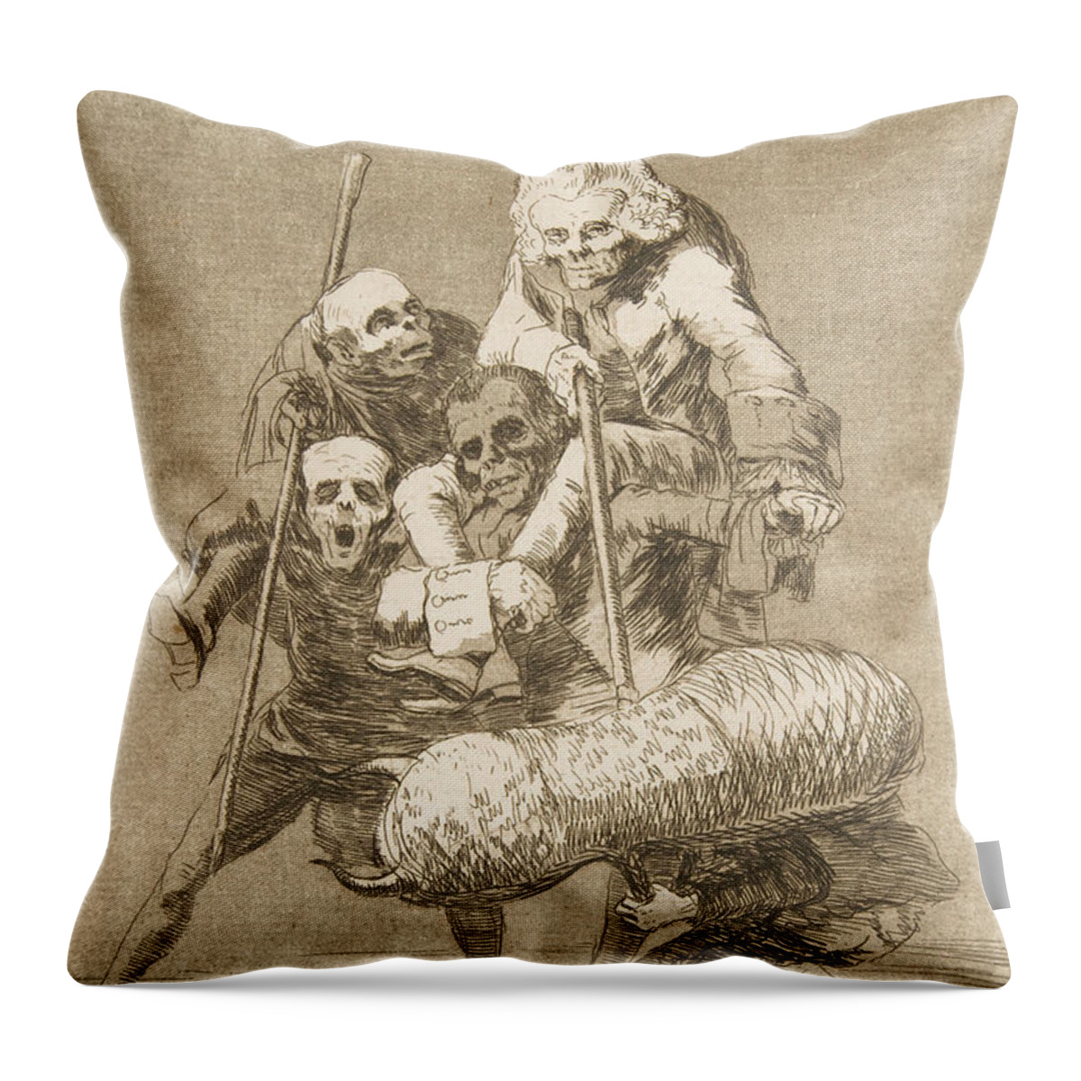 Spanish Art Throw Pillow featuring the relief What one does to another by Francisco Goya