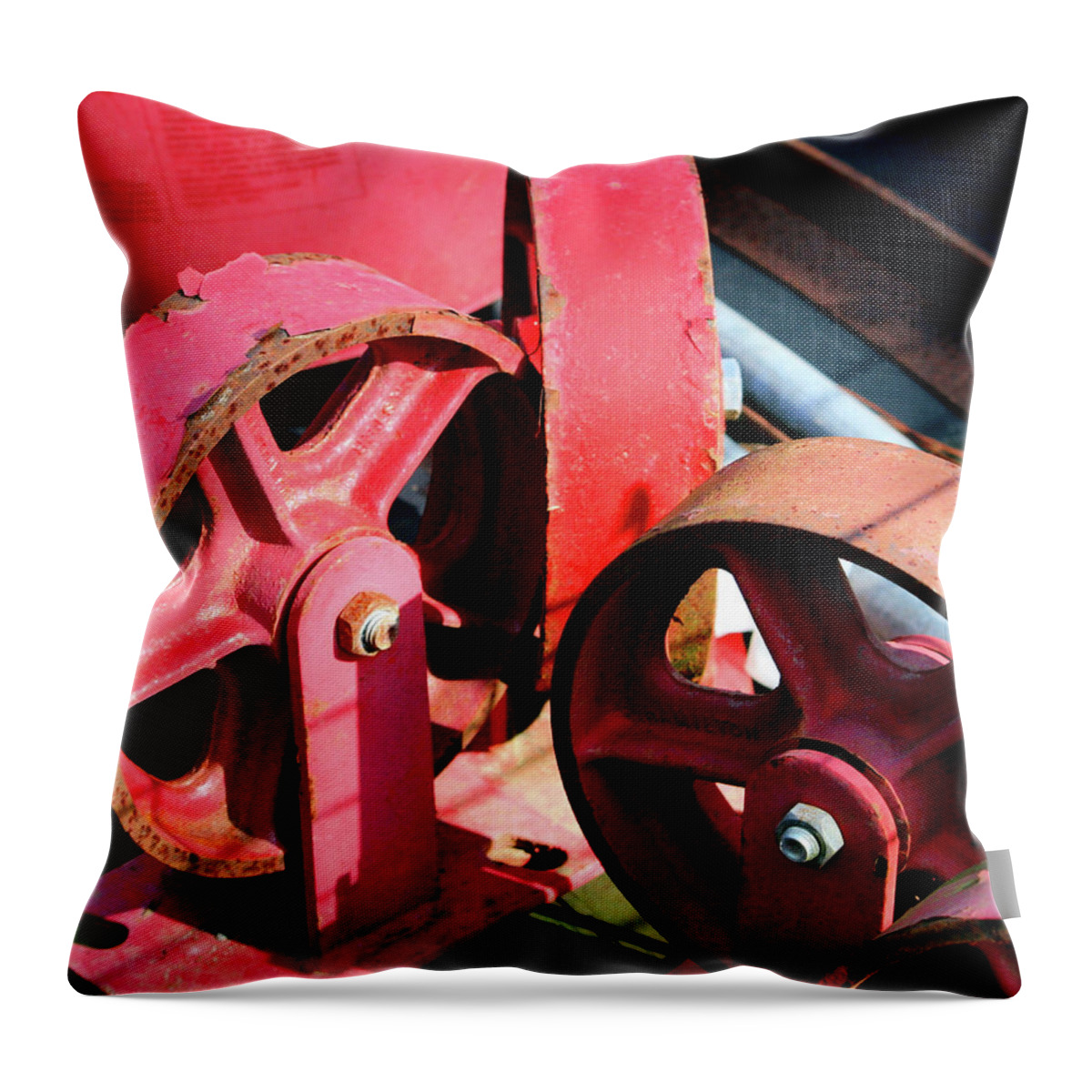 Red Throw Pillow featuring the photograph Wheels by Cathy Harper