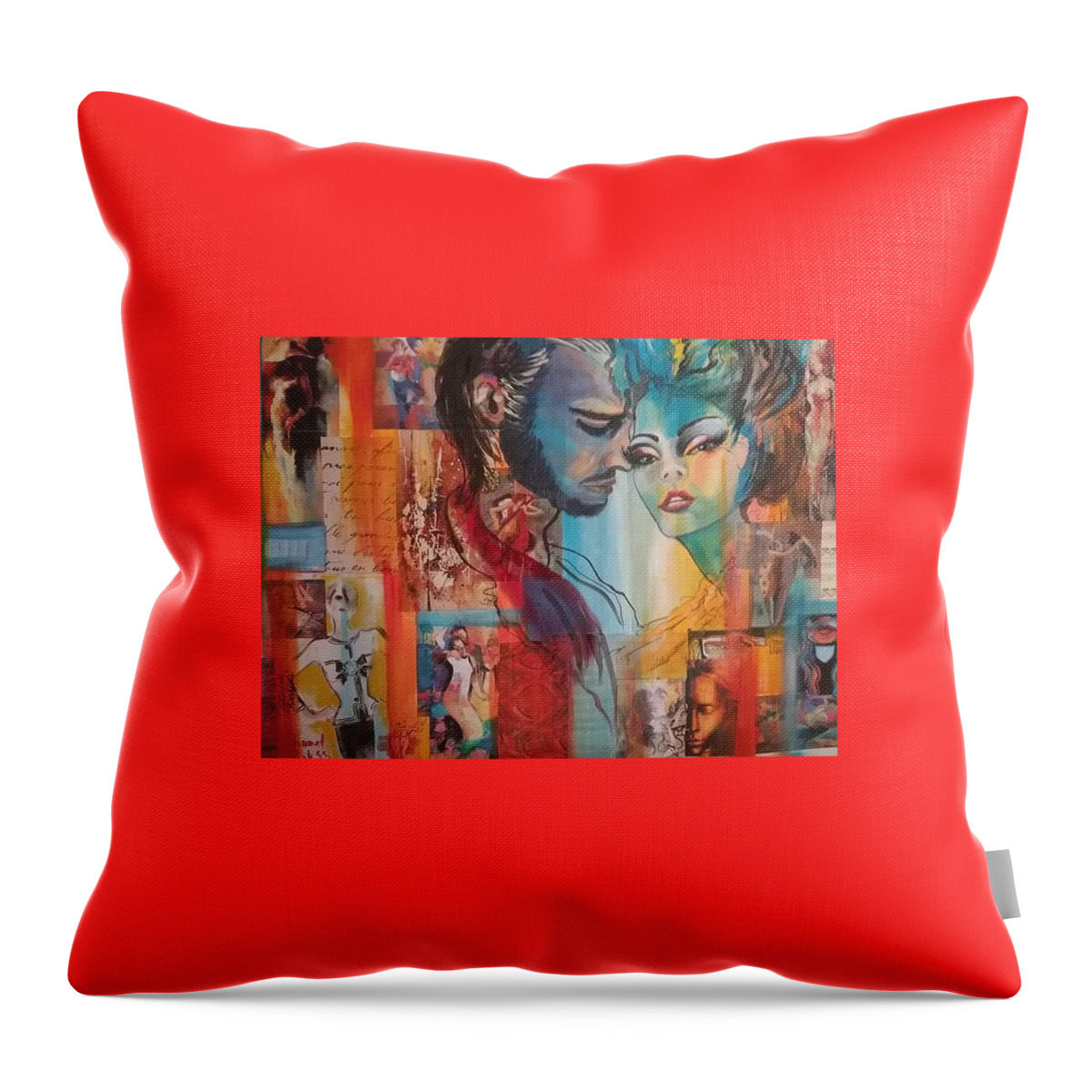 Collage Throw Pillow featuring the mixed media When a man loves a woman by Patricia Rachidi