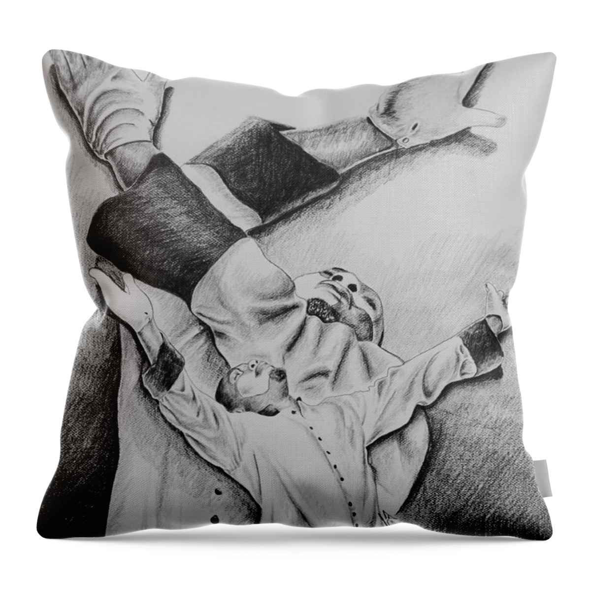 Black Art Throw Pillow featuring the drawing When Praises Go Up by Alphonso Edwards II
