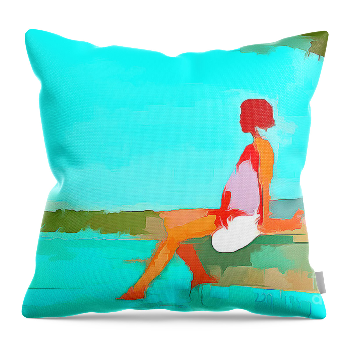 Blue Throw Pillow featuring the digital art When you're feeling Blue by Humphrey Isselt
