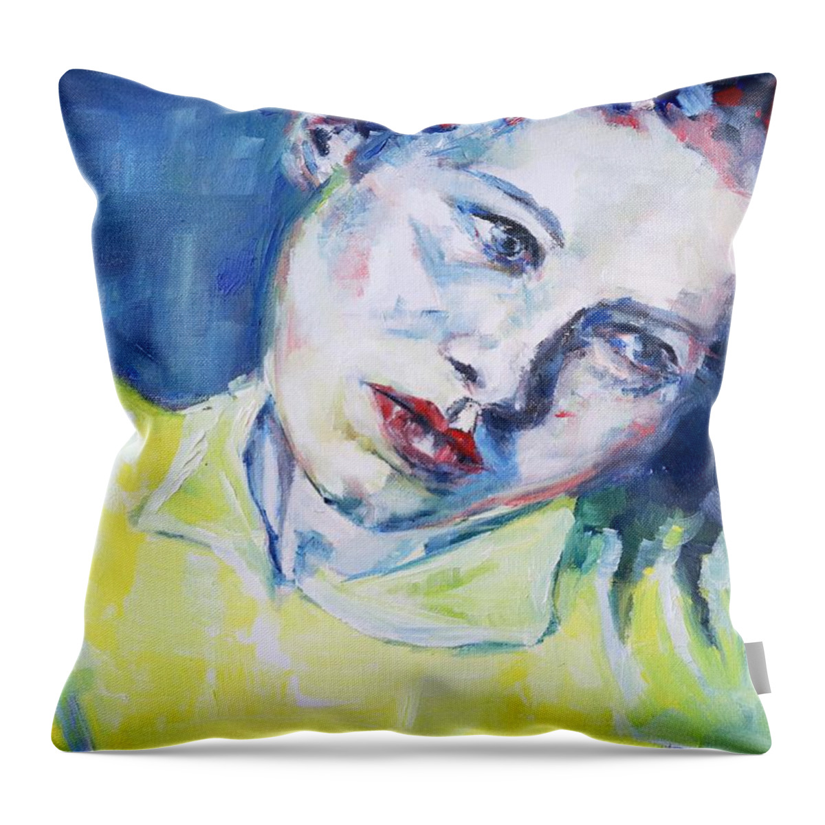 Portrait Throw Pillow featuring the painting Whenever I say Your Name by Christel Roelandt