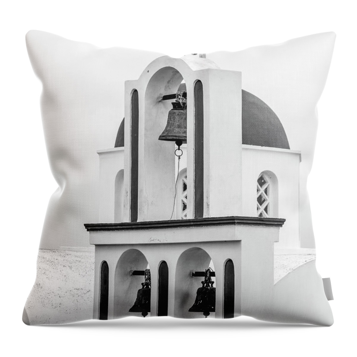  Greece Throw Pillow featuring the photograph For whom the bell tolls - Santorini by Usha Peddamatham