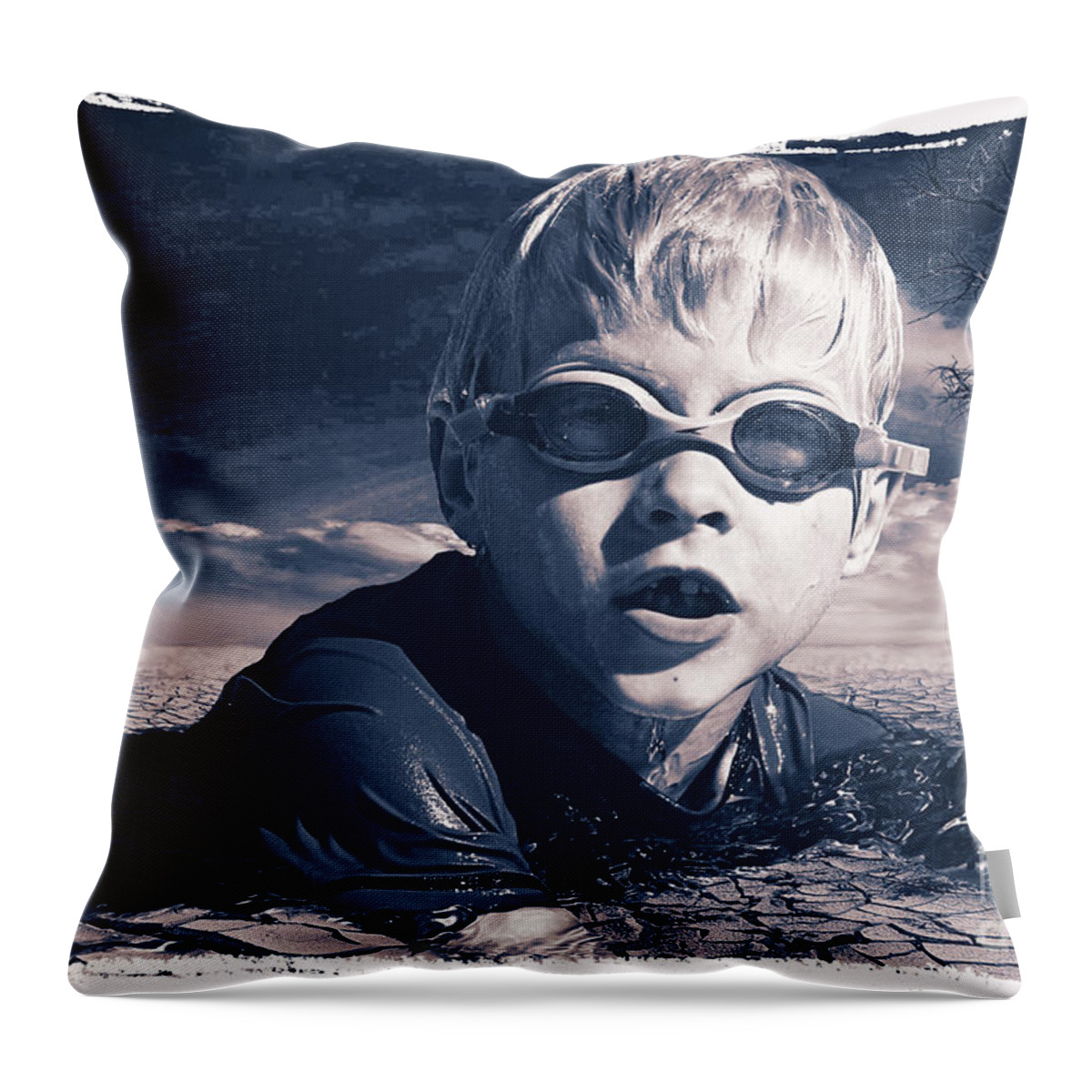 Boy Throw Pillow featuring the digital art Where will he Swim Tomorrow by Chris Armytage