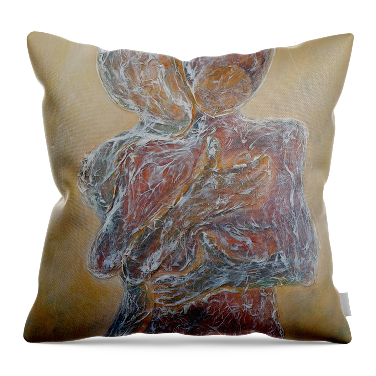 Abstract Throw Pillow featuring the painting Where You Start and I Begin by Theresa Marie Johnson
