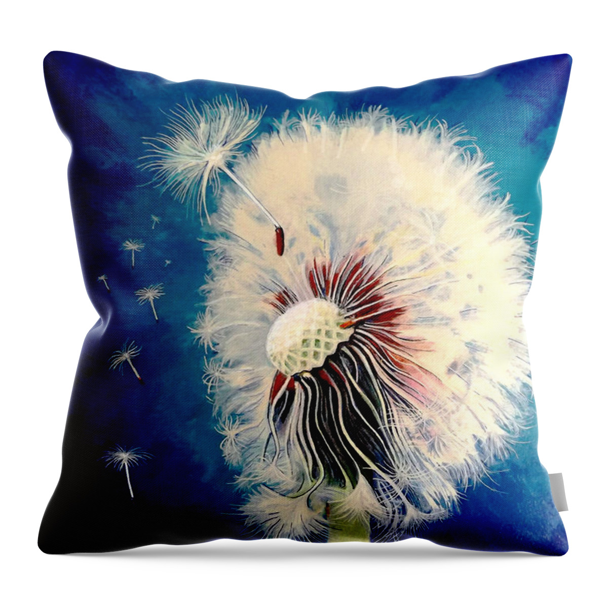 Dandelion Throw Pillow featuring the drawing Wherever the Wind takes Me by David Neace CPX