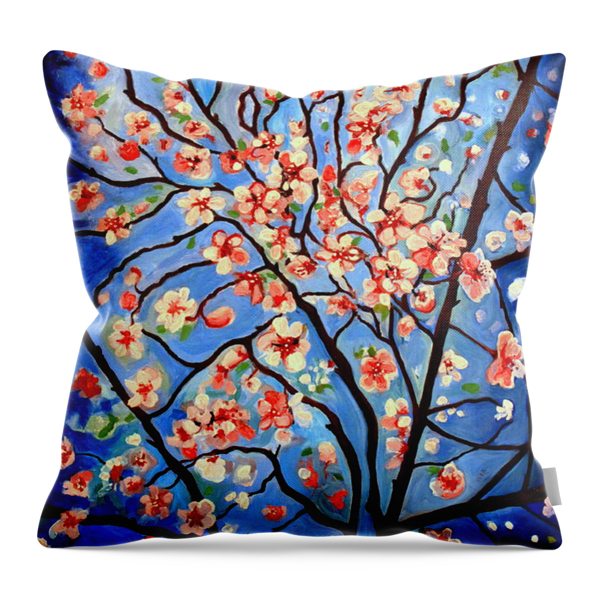 Cherry Blossoms Throw Pillow featuring the painting Whimsical by Elizabeth Robinette Tyndall