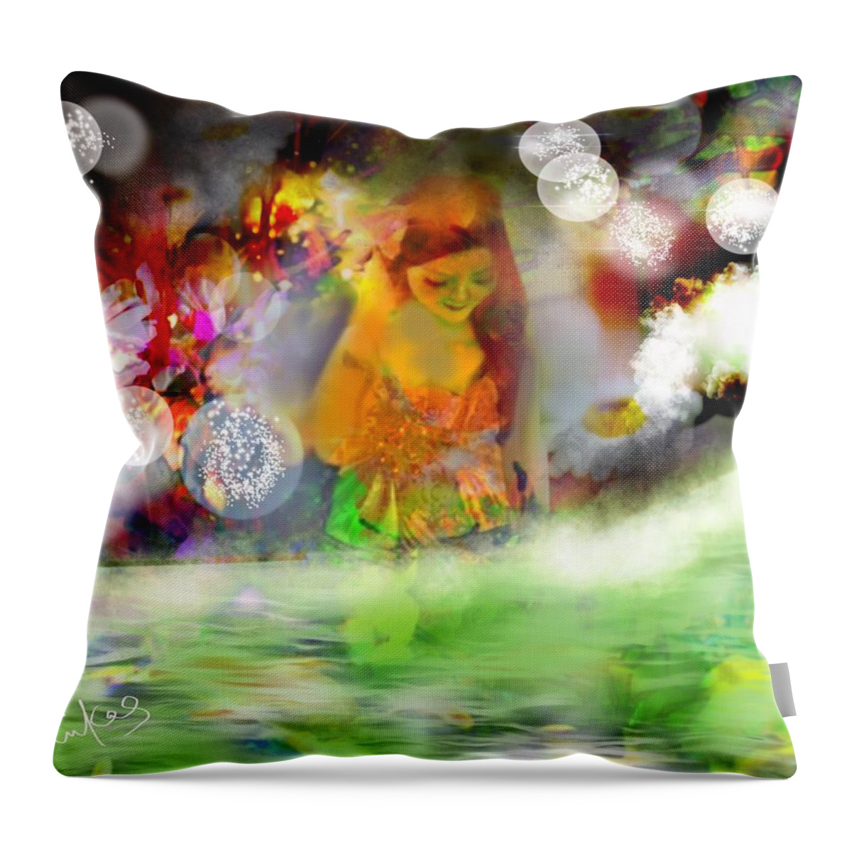 Whimsical Throw Pillow featuring the digital art Whimsical Waters by Serenity Studio Art