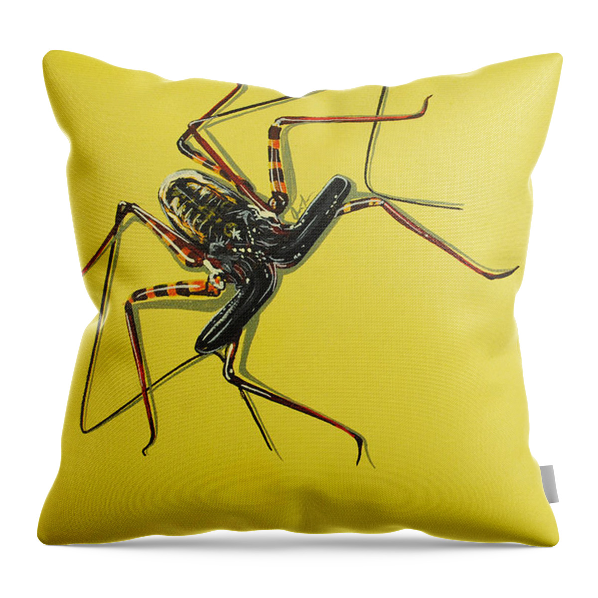 Spider Throw Pillow featuring the painting Whip Scorpion by Jude Labuszewski