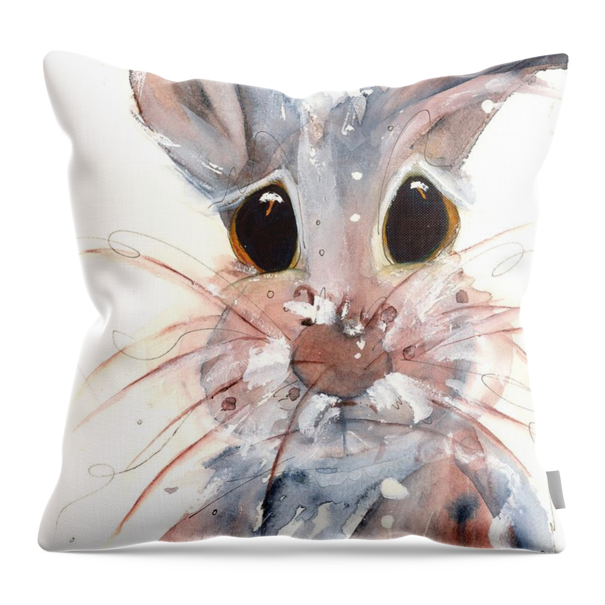 Hare Throw Pillow featuring the painting Whiskers by Dawn Derman
