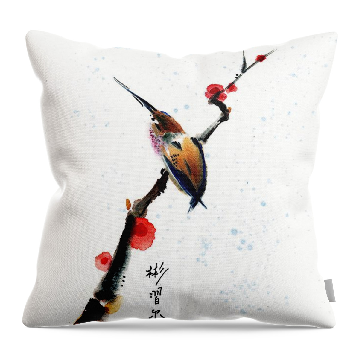 Chinese Brush Painting Throw Pillow featuring the painting Whisper by Bill Searle