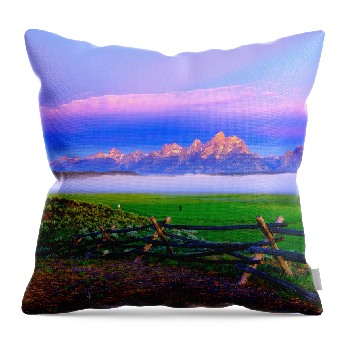 Grand Teton National Park Throw Pillow featuring the photograph Whisper Colors by Kadek Susanto