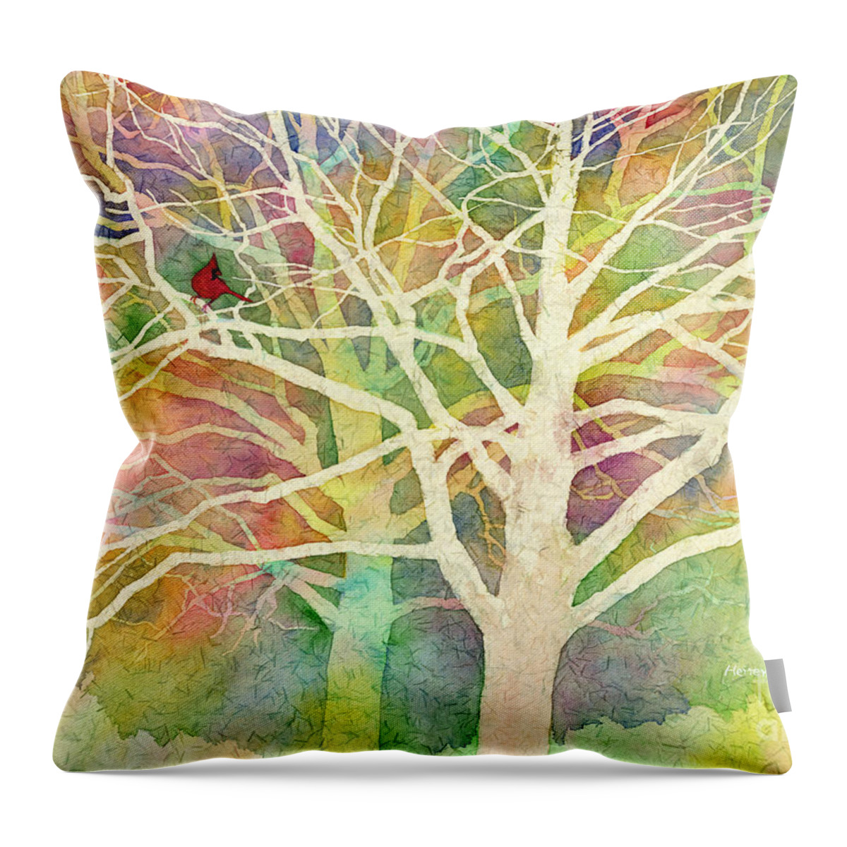 Cardinal Throw Pillow featuring the painting Whisper by Hailey E Herrera