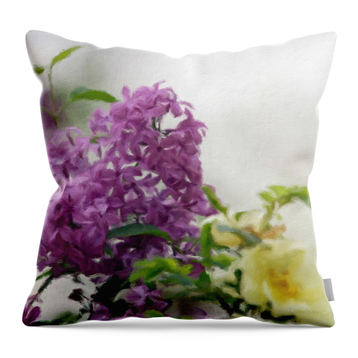 Lilac Throw Pillow featuring the photograph Whispering Blossoms by Diane Lindon Coy