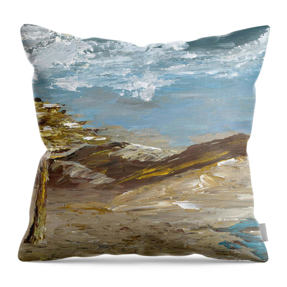 Oregon Coast Throw Pillow featuring the painting Whispering Dunes by Ovidiu Ervin Gruia
