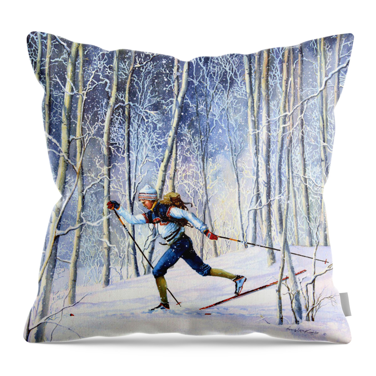Sports Artist Throw Pillow featuring the painting Whispering Tracks by Hanne Lore Koehler