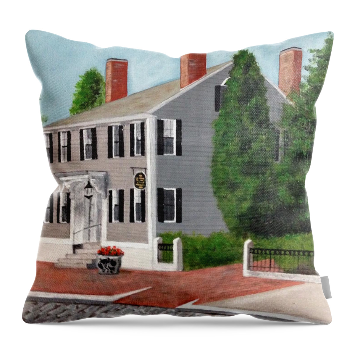Historic Whistler House Museum Of Art Throw Pillow featuring the painting Whistler House by Cynthia Morgan